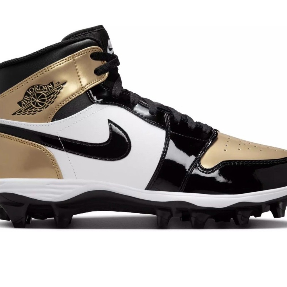 Nike Air Jordan Black, Gold, and White Cleats